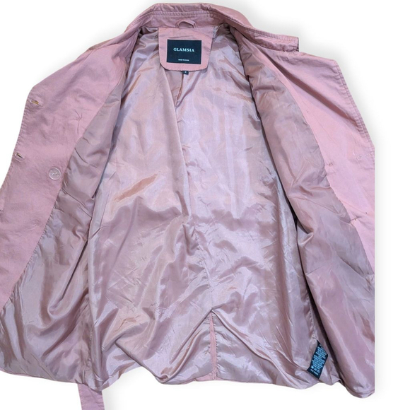 GLAMSIA Pink Cotton Trench Coat Medium NWT - Picture 3 of 10